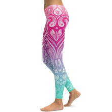 Load image into Gallery viewer, Pink+Turquoise Mandala Weave Yoga/Workout Leggings
