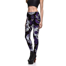 Last inn bildet i Galleri-visningsprogrammet, Leggings Fitness High Quality Women&#39;s Purple Skull Vines Evil Legging Sexy Stretch Digital Print Pants Cool Trousers
