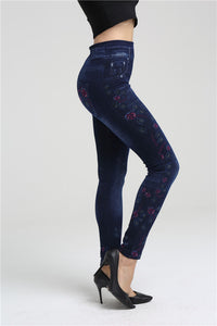 Cotton Side Vine Flower Print Leggings