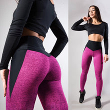 Load image into Gallery viewer, Contrasting Color Stitching Hip-Lifting Slim-Fitting Sports Running FitnessYoga Leggings
