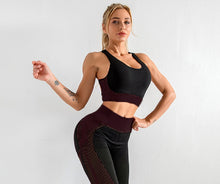 Carica l&#39;immagine nel visualizzatore di Gallery, Womens Sportswear Crop Top bra Fitness High Waist Leggings
