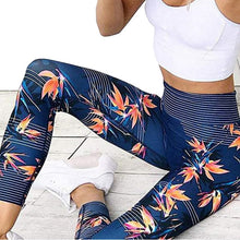 Load image into Gallery viewer, Yoga Pants Women&#39;s Fitness Sport Leggings Stripe Printing Elastic Gym Workout Tights S-XL Running Trousers Plus Size
