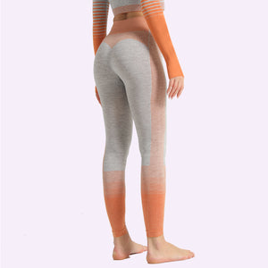 Fitness Pants Women Europe And America Striped Knitted High Stretch Tight Sports Hip Yoga Pants