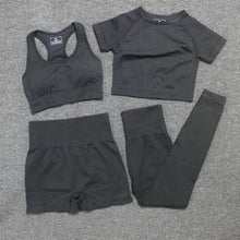 Last inn bildet i Galleri-visningsprogrammet, Yoga Seamless Leggings Short Sleeve Crop Top Set
