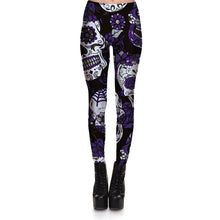 Last inn bildet i Galleri-visningsprogrammet, Leggings Fitness High Quality Women&#39;s Purple Skull Vines Evil Legging Sexy Stretch Digital Print Pants Cool Trousers
