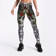 Load image into Gallery viewer, Roses Skulls Yoga Workout Leggings
