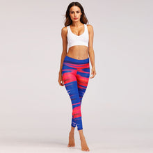 Cargar imagen en el visor de la galería, Blue&amp;Red Digital Print yoga pants High waist Contrast color athletic leggings big booty sexy yoga legging running tight
