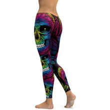 Last inn bildet i Galleri-visningsprogrammet, Rainbow Skull Leggings Women Plus Size Leggings Workout Casual High Waist Slim Pants S~4XL Plus Size Leggings
