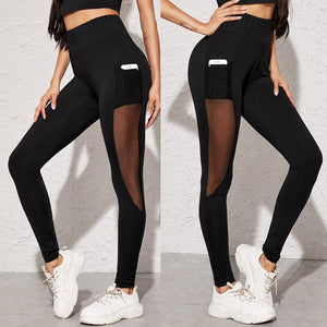 Mesh stitching breathable yoga pants