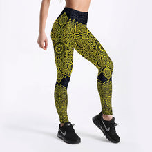 Lataa kuva Galleria-katseluun, Yellow Gold Mandala Yoga/Workout Leggings
