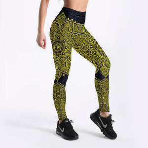 Yellow Gold Mandala Yoga/Workout Leggings