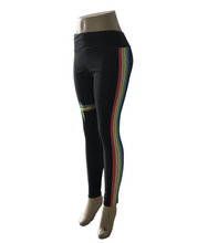 Last inn bildet i Galleri-visningsprogrammet, Side Rainbow Stripe Digital Print Yoga Leggings Elastic Slim Sweatpants
