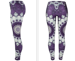 Purple Mandala Flower Yoga Workout Leggings