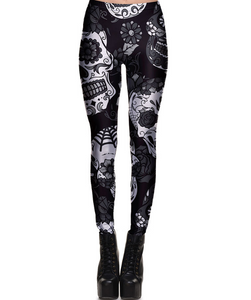 Leggings Fitness High Quality Women's Purple Skull Vines Evil Legging Sexy Stretch Digital Print Pants Cool Trousers