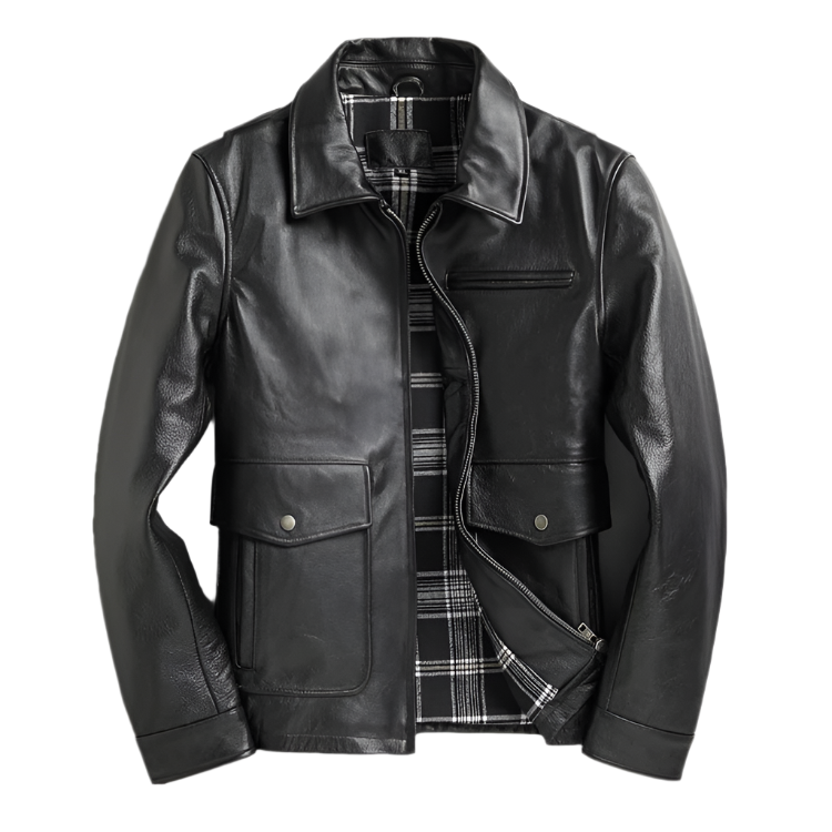 Blouson Biker Homme Noir Brando En Cuir Premium
