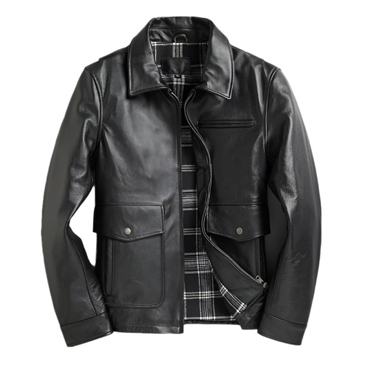 Blouson Biker Homme Noir Brando En Cuir Premium