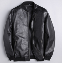 Laden Sie das Bild in den Galerie-Viewer, Schwarze Premium-Leder-Brando-Bikerjacke für Herren
