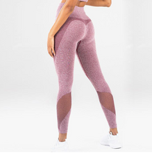 Carica l&#39;immagine nel visualizzatore di Gallery, New mesh stitching hip yoga pants sports fitness pants sexy hips leggings
