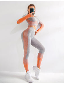 Women Yoga Sets Gym Fitness Athletic 2 Pcs Sports Suits Set Leggings