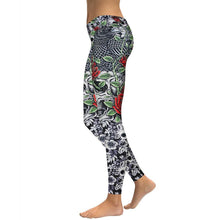 Load image into Gallery viewer, Roses Skulls Yoga Workout Leggings
