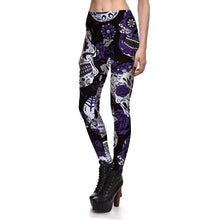 Last inn bildet i Galleri-visningsprogrammet, Leggings Fitness High Quality Women&#39;s Purple Skull Vines Evil Legging Sexy Stretch Digital Print Pants Cool Trousers
