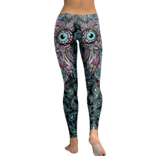 Carica l&#39;immagine nel visualizzatore di Gallery, Women Cool Owl Digital Print Flower Fitness Workout Leggings
