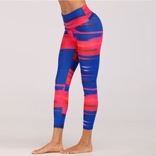 Carica l&#39;immagine nel visualizzatore di Gallery, Blue&amp;Red Digital Print yoga pants High waist Contrast color athletic leggings big booty sexy yoga legging running tight
