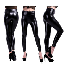 Last inn bildet i Galleri-visningsprogrammet, Women Autumn Winter Sexy Elastic Trousers Stretch Black PU Leather Shaper High Waist Leggings
