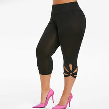 Load image into Gallery viewer, Women&#39;s solid color hollowed-out plus-size yoga leggings
