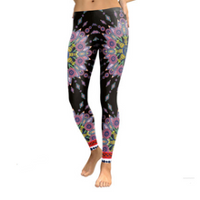 Load image into Gallery viewer, Pink Starburst Mandala Flower Yoga/Workout Leggings
