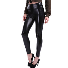 Last inn bildet i Galleri-visningsprogrammet, Women Autumn Winter Sexy Elastic Trousers Stretch Black PU Leather Shaper High Waist Leggings
