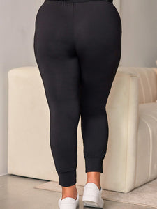 Casual Plus Size Fitness Cropped Tight Solid Color High Waist Leggings Women