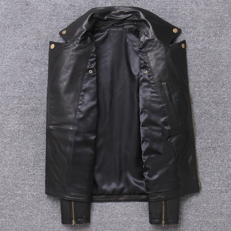 Schwarze Premium-Leder-Brando-Bikerjacke für Herren