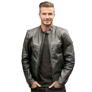 David Beckham Genuine Leather Slim Fit Jacket Leather Right