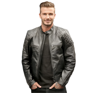 David Beckham Genuine Leather Slim Fit Jacket