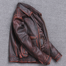 Cargar imagen en el visor de la galería, Men&#39;s Genuine Leather Jacket
