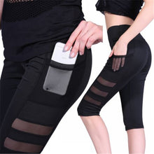 Carica l&#39;immagine nel visualizzatore di Gallery, helisopus women in quick drying high waist pants pocket, elastic mesh sports leisure fitness that hot pants leggings
