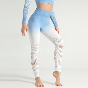 European And American Gradient Seamless Hollow Yoga Clothing Suit