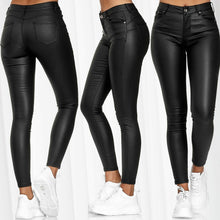 Laden Sie das Bild in den Galerie-Viewer, Solid Color Leather Casual Pants Skinny Pants
