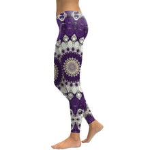 Cargar imagen en el visor de la galería, Purple Mandala Flower Yoga Workout Leggings
