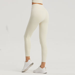 Lycra Pocket Peach High-waisted Nine-point Leggings