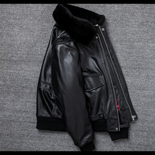 Laden Sie das Bild in den Galerie-Viewer, Schwarze Premium-Leder-Brando-Bikerjacke für Herren
