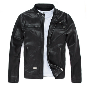 Schwarze Premium-Leder-Brando-Bikerjacke für Herren