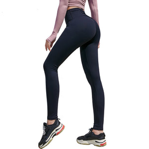 Women Back Waist Cross Belt Hip Lift Leggings