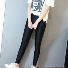 Load image into Gallery viewer, Portuguese Glossy Leggings Black Skinny Elastic Thin Cropped Pants
