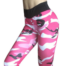 Load image into Gallery viewer, Hips high waist camouflage stitching slim yoga seven points bottoming pencil pants
