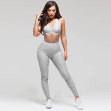 Load image into Gallery viewer, Fashion hips jacquard yoga set sports hips leggings fitness set
