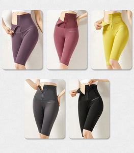 Knee Length Yoga Pants Women Compression Corset Stretch Peach Hip Running Leggings Fitness Tight Sweatpants