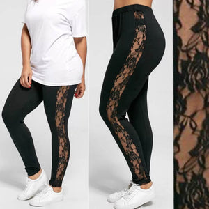 Plus Size Sexy Women Holllow Out Lace Leggings