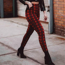 Load image into Gallery viewer, Plaid high waist leggings women casual pants
